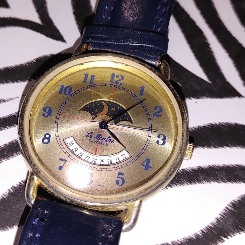 Vintage Le Montre Quartz Moon Phase Watch